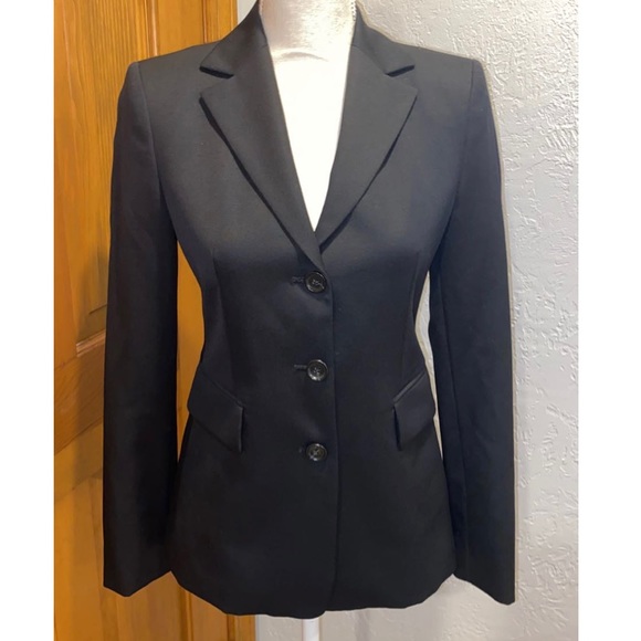 J. Crew Wool Lined Black Classic Blazer Jacket Sz 0 - Picture 2 of 8